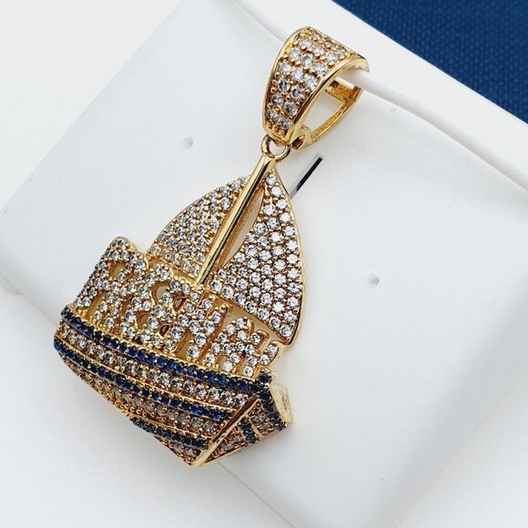 "14K Gold Plated Cubic Zircon Pendant, INUS1BR073 - Picture 4 of 11